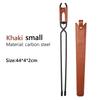 Anti-scald Camping Fire Poker Thickened Carbon Steel Fire Pokers Barbecue Burning Tongs With Leather Cover Outdoor BBQ Tools New