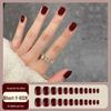 Short Wine Red Glitter Press-on Nails - Simple Manicure Tips with Jelly Glue for Spicy Style