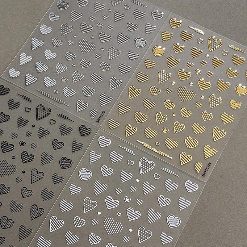 5D Embossed Line Heart Decal Nail Art Stickers Reliefs Self Adhesive Nail Art Manicure Decals For Women Manicure Supplies