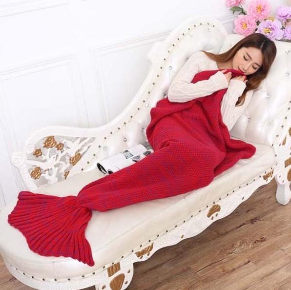 Mermaid Blanket Tail Crochet Knitting Air Conditioner Blankets Soft Gift Warm