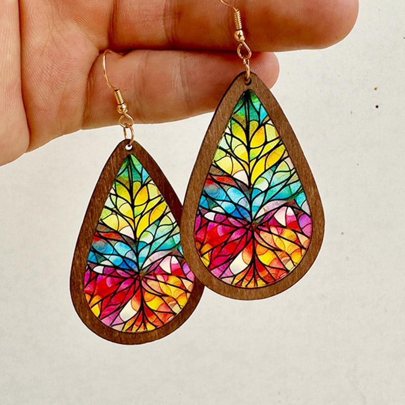 

Europe And America Church Style Water Drop Earrings for Women Vintage Simple Acrylic Wooden Dangle Earring Party Daily Jewelry