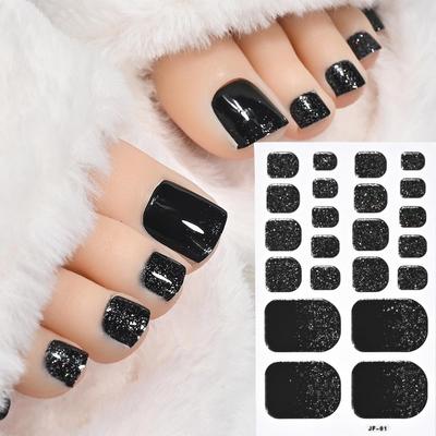 22tips Baking Free Toe Nail Sticker Wraps Solid Color Full Cover Toenail Polish Strips Summer Self Adhesive DIY Foot Decals