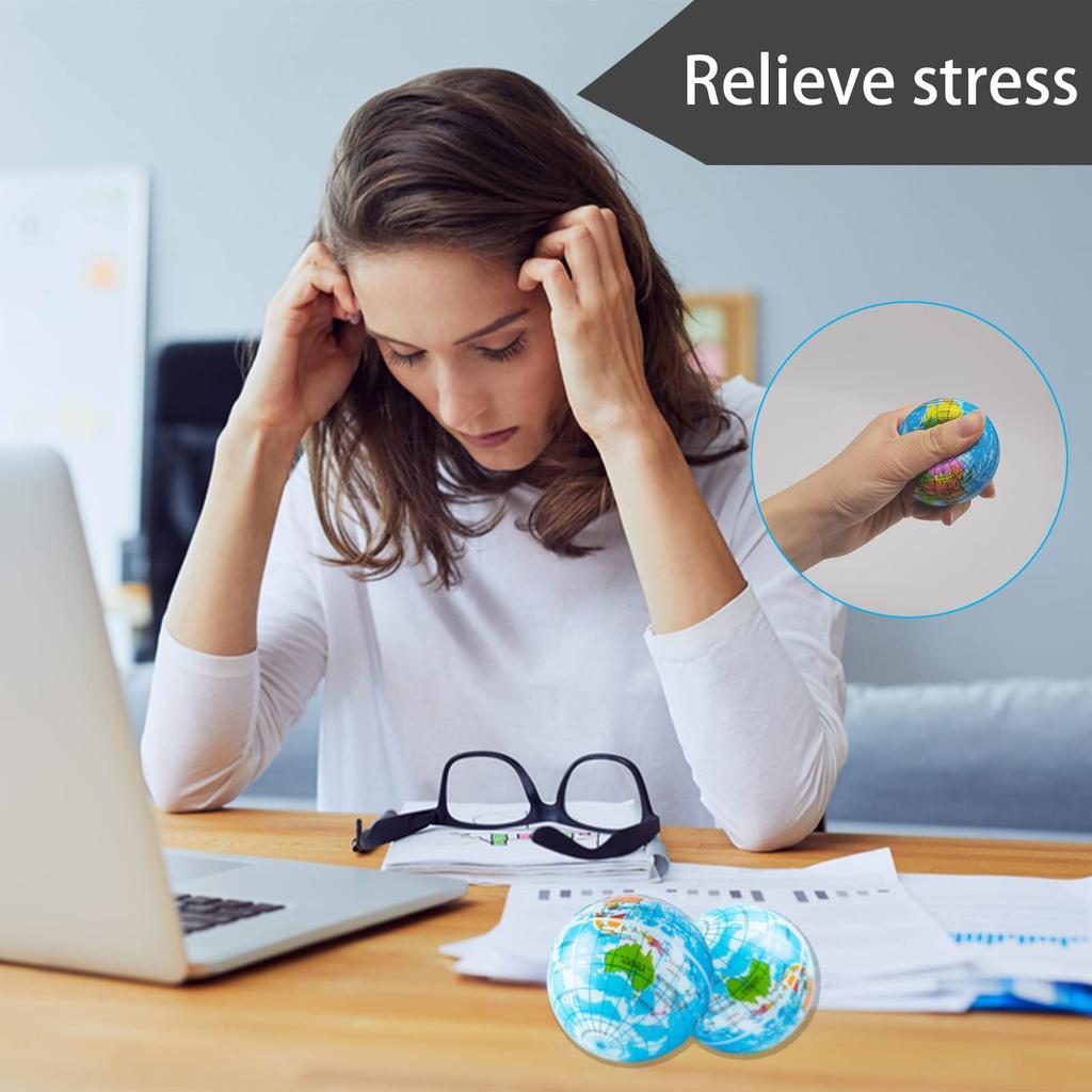 2.5 Inch Spherical Squeeze Ball Soft Elastic Earth Ball Mini Foam Globe Stress Relief Toy for Kids Birthday Party Favors