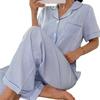 Best-selling Women's Striped Printed Pajama Set, Long-sleeve Long Pants, Faux Cotton Lapel Cardigan, Loungewear