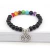 8MM Volcanic Stone Beads Seven-Color Energy Tree of Life Yoga Bracelet