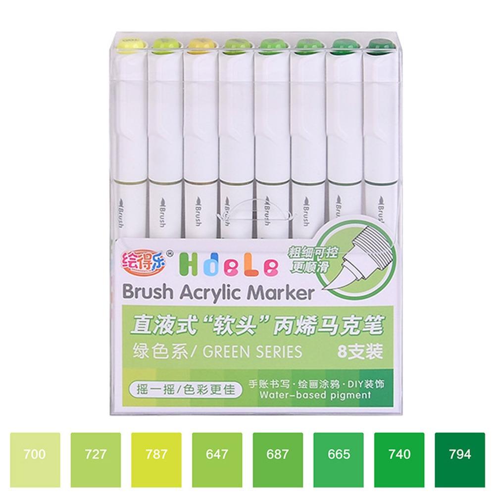 

Quick-Drying Acrylic Marker Pen Softhead Art Watercolor Pen Straight Liquid Marker Calligraphy Green Series