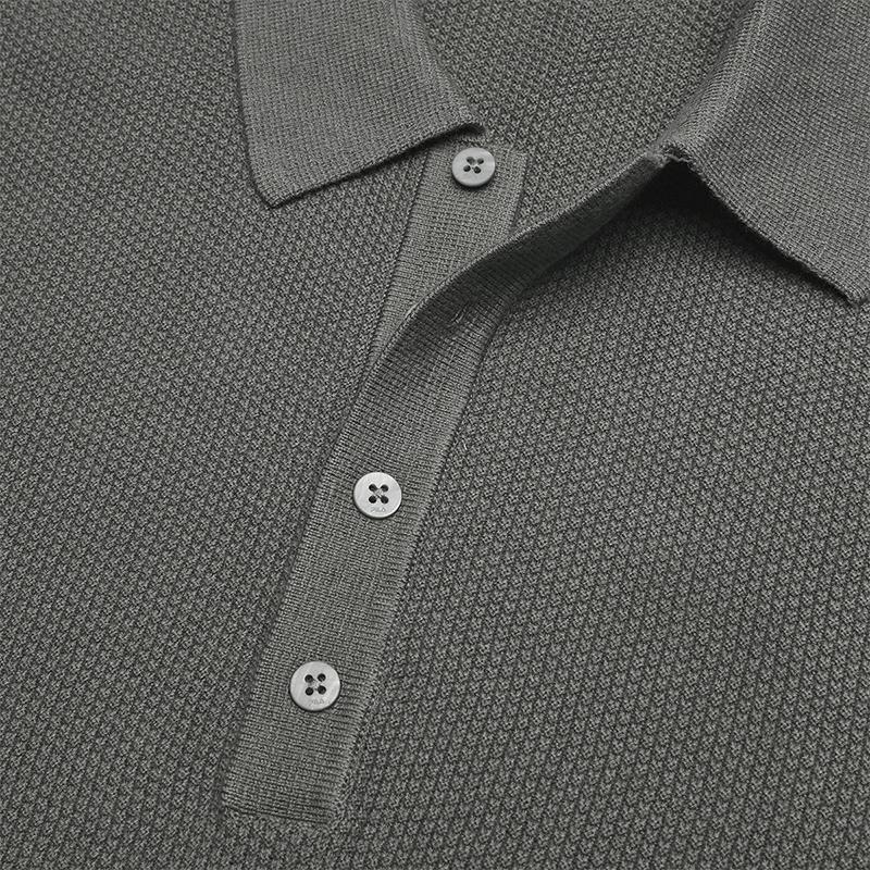 Fila Milano Series Comfortable Business Short Sleeve Knit Shirt Men Tops Dark-Gray F11M625407F-DY