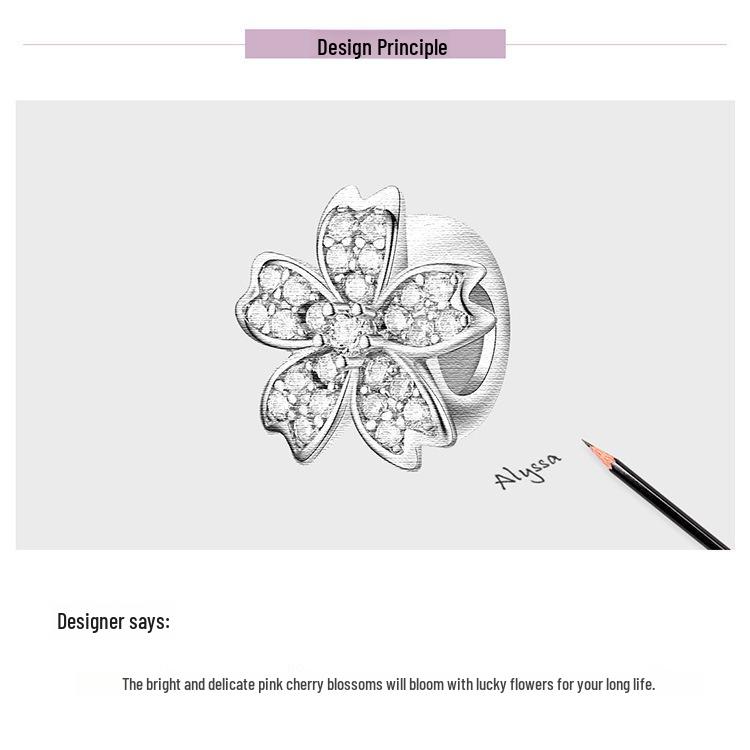 Yinziyun Cherry Blossom Silicone S925 Silver Beads for DIY Fashion Bracelets (SCC1291)