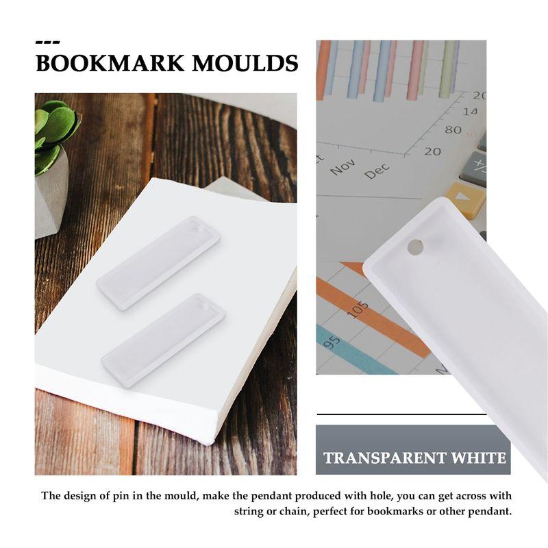 A95D-6 Pcs/Set Rectangle Silicone Bookmark Mold DIY Bookmark Mould Making Epoxy Resin Jewelry Craft Transparent Mold