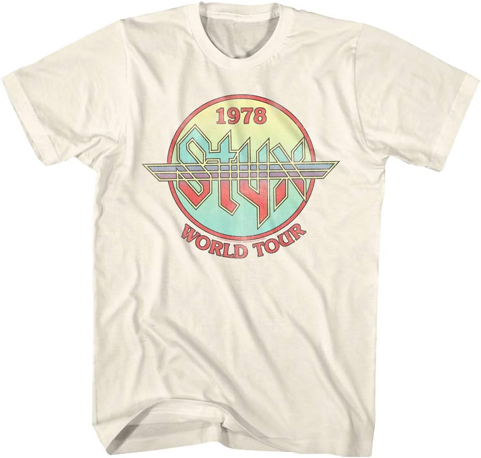 Styx Circle 1978 World Concert Tour Music American Rock Band Adult T-Shirt 70s Graphic Tee S разноцветный