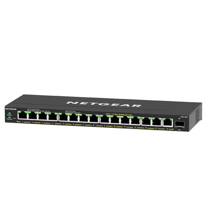 Switch - Netgear - GS316EP - 16 Gigabit Ports - PoE - Managed - 28 Gbit/s