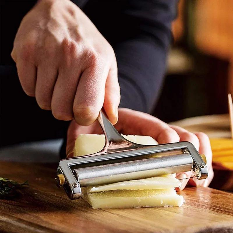Cheese Slicers Adjustable Thickness Heavy Cheese Cutters with Wires for Soft Semi-Hard Cheese Butter 1-4 Cutting Wires Included