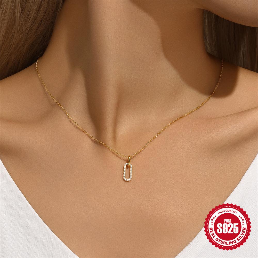 Double Ring Connected Versatile Necklace Clavicle Chain Classic Simple Ring Buckle Atmospheric Necklace