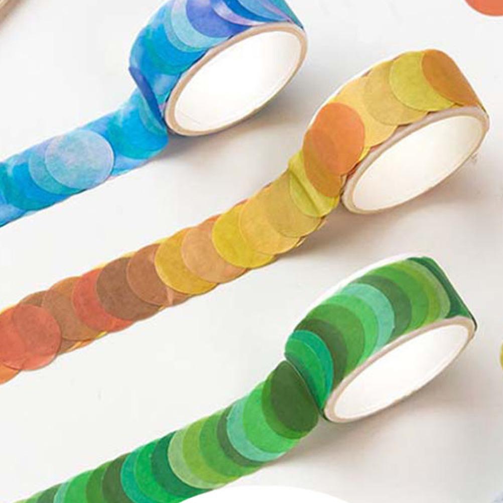 8 Rolls Washi Tape Gift Bag Seal Stickers Round Decorative Dot Scrapbook Accessory DIY Craft Project