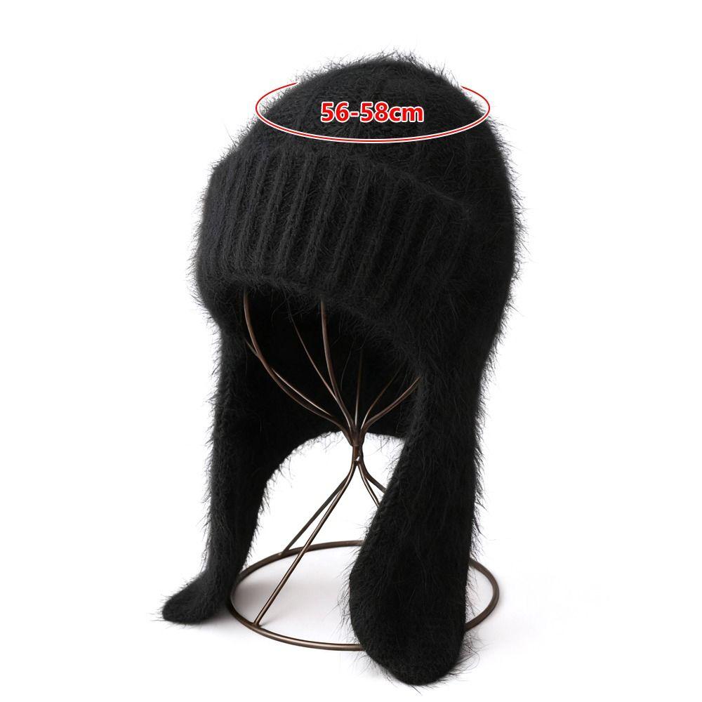 Warm Fur Ear Flap Cap Soft Skullies Beanies Cozy Woman Knit Cap Winter Season