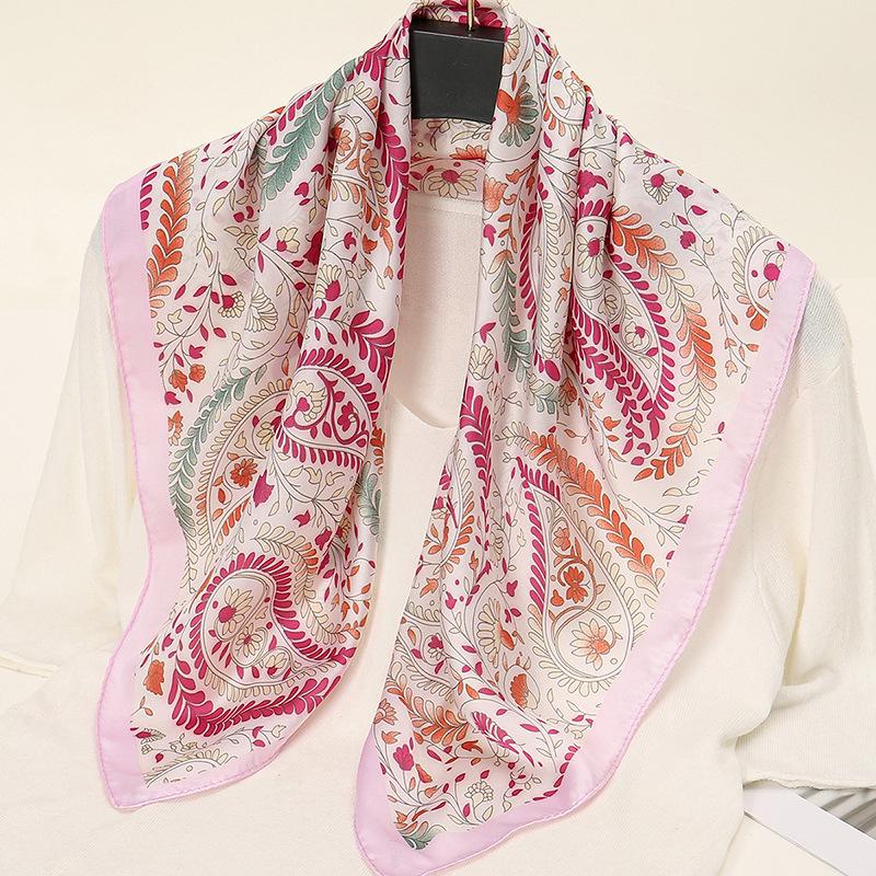 Lenço Quadrado Estampado Paisley 70*70CM Xale de Cetim de Luxo Feminino Envoltório Hijab Lenço de Pescoço Cabelo Feminino Écharpe Bandana Bolsa Envoltório