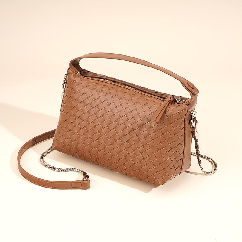 Neue Nische Rindsleder Rhombus Gewebte Handtasche Schulter Messenger Bag Mode Leder Damen Tasche