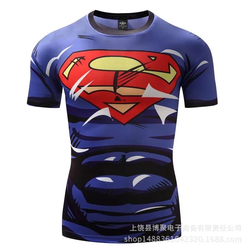 Men's 3D Printed Summer Adult Sports T-Shirt Captain America Quick-Dry Breathable Running Sports Round-neck Shirt