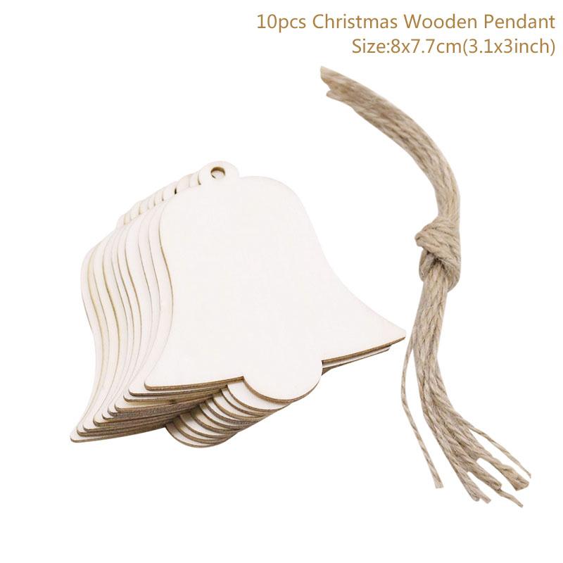 10pcs/lot Wooden Christmas Tree Hanging Ornament Pendants Christmas Decorations For Home Party New Year Navidad Natal Kids Gift