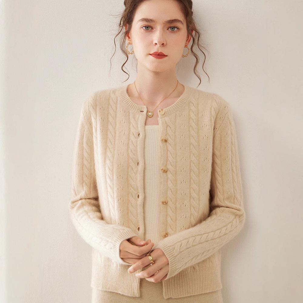 Women's Cashmere Single-Breasted Knit Cardigan - Autumn Winter Style, Versatile and Elegant Sweater Coat