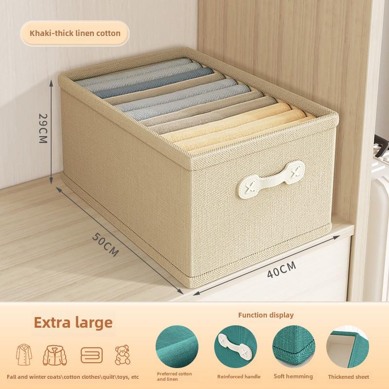 Foldable Cotton & Linen Wardrobe Organizer with Handle for Pants and Underwear