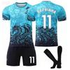Teens Kids Adults Custome Name Football Kits 25/26 Barça Sky Blue #11 RAPHINHA Sport Training Jersey Set with Socks