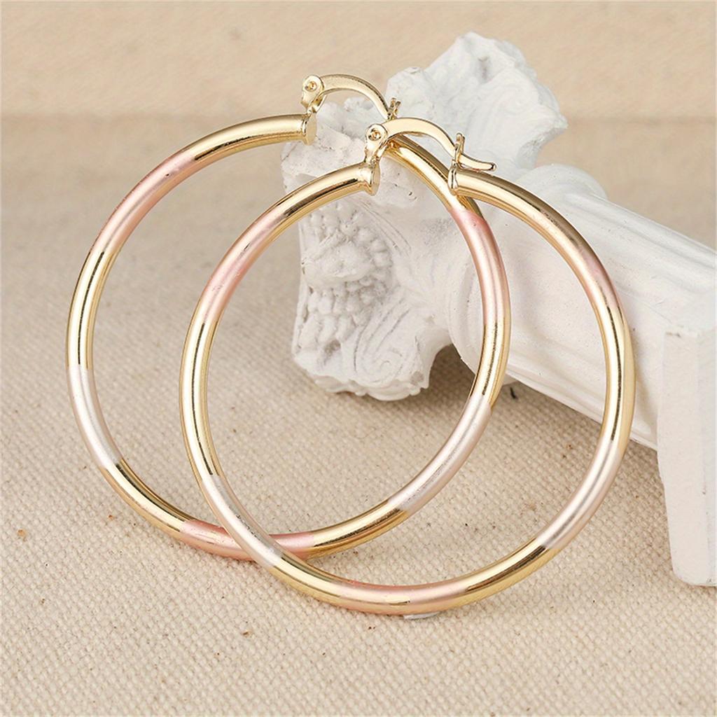 Trendy Statement Gold Copper Hoop Earrings For Women Round Gold Eardrop Luxury Jewelry Accessories for Wedding Anniversary Gift