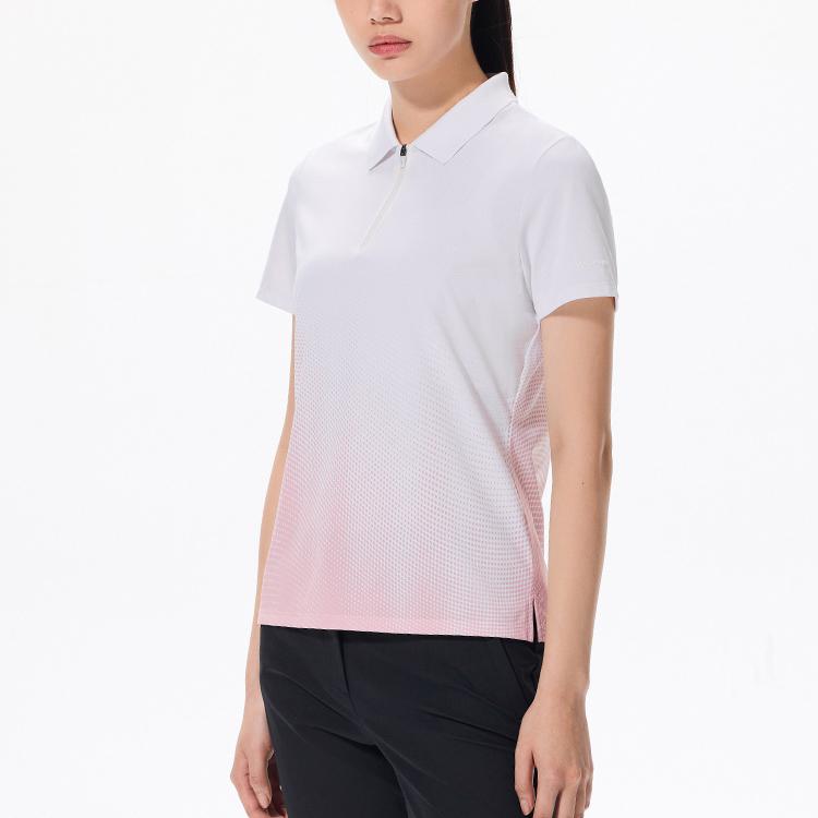 Anta Champion Series Gradient Logo Letter Pullover Polo Shirt Women tops Cloud-Mist-Pink 162320142-3