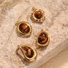 Irregular 3D Tiger's Eye 18K Gold Plated Stainless Steel Pendant Necklace.