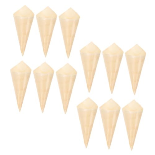 COLLBATH 100-Pack Disposable Wooden Ice Cream Cones for Deli Food