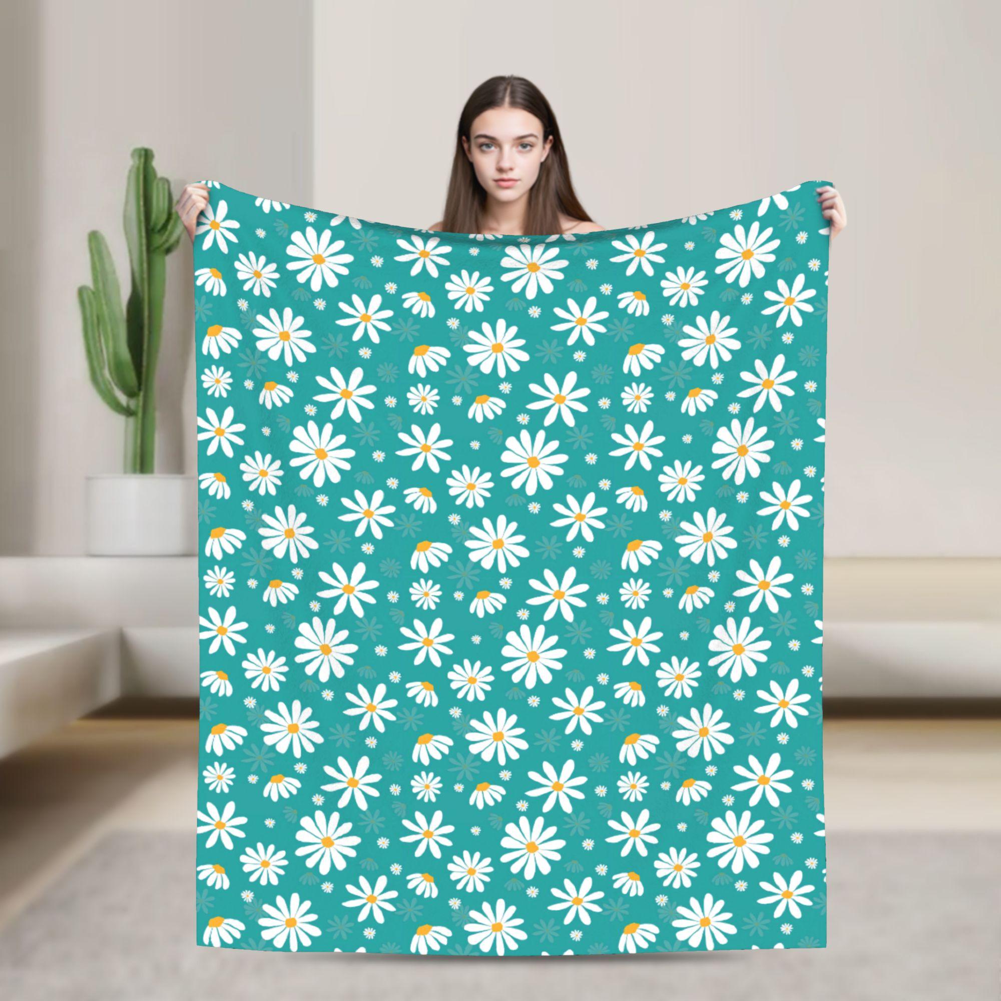

Pink Daisy Flower Seamless Pattern Blankets Adults Flannel Throw Blanket For Chair Sofa Bed Soft Cozy Custom Quality Bedspread 75x100cm (30x40inch)