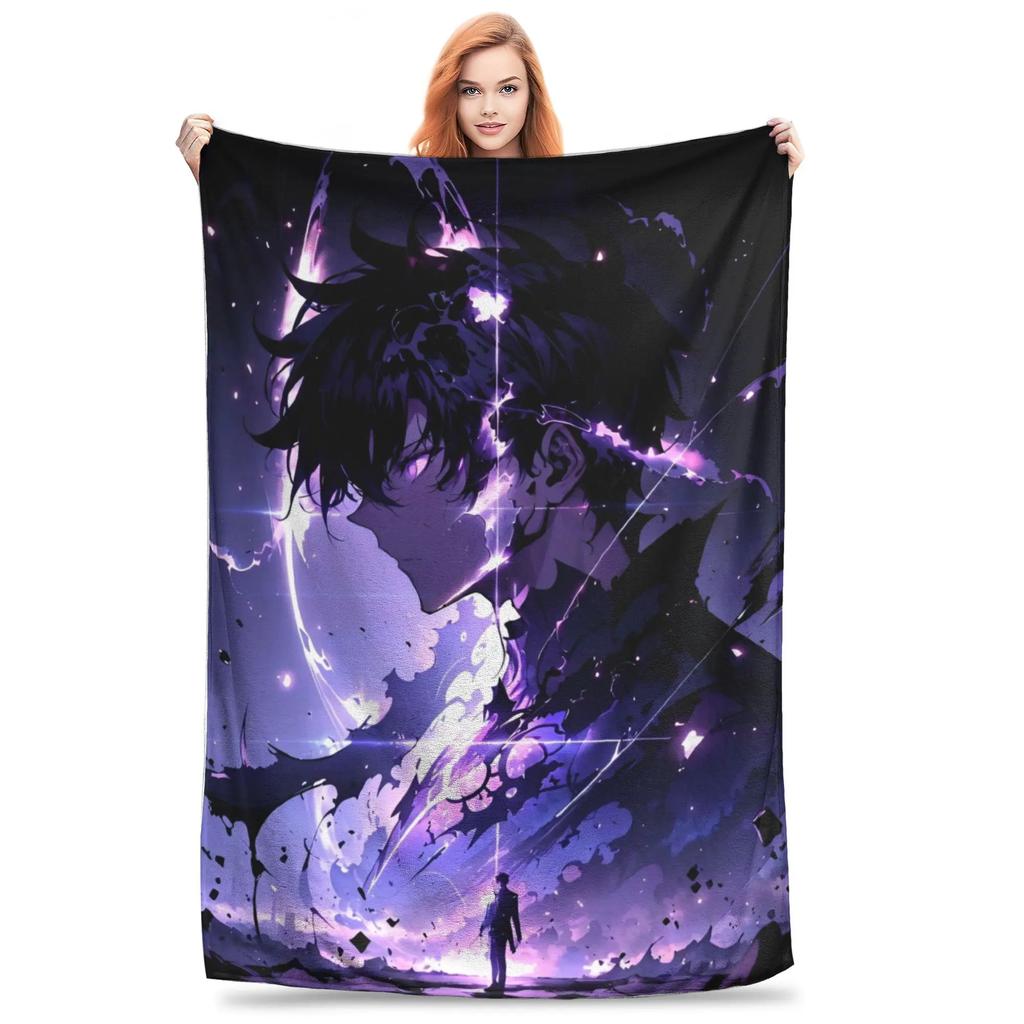 Solo S-ung Jin-woo Leveling Flannel Blanket Anime Novelty Throw Blankets for Home Hotel Sofa  200x150cm Quilt