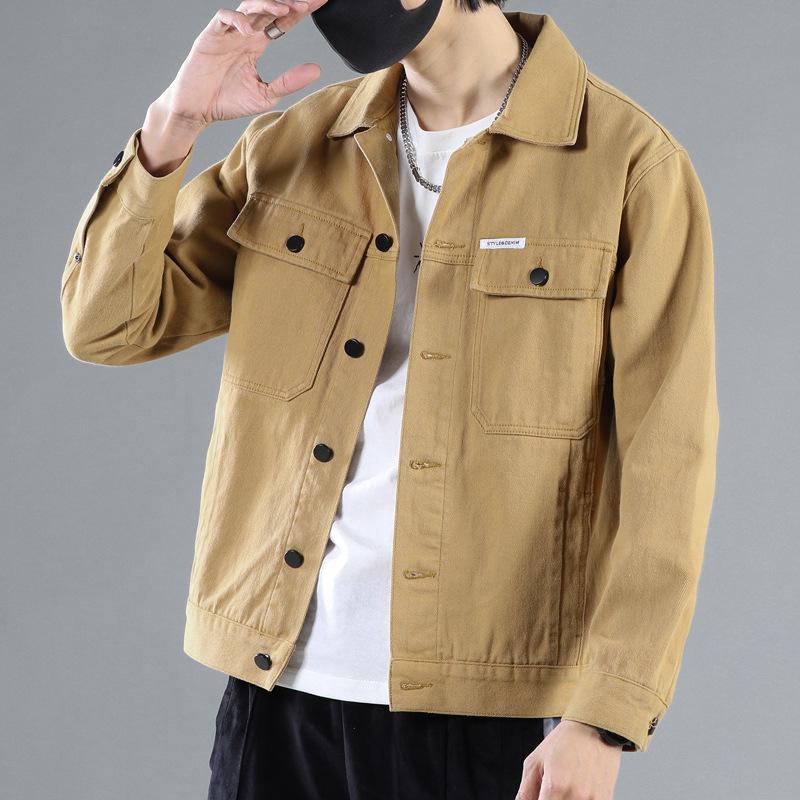 Men's Black Denim Jacket - Casual Workwear for Spring & Autumn