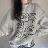 Women's Crew Neck Sweatshirt Cute Puppy Cartoon Print Oversize Loose Casual Fall Long Sleeve Pullover