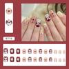 24 Pieces New Year's Atmosphere Shines Bright Red Love Rabbit Manicure Temperament White Fake Nails Wear Nail Pads