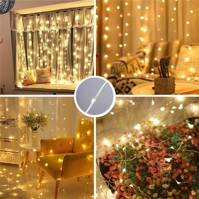 Rideau Lumineux LED Guirlandes Lumineuses Féériques Chaudes Éclairage de Festival Lampe de Fenêtre Arc-en-Ciel Décoration de Maison Chambre Mariage Noël