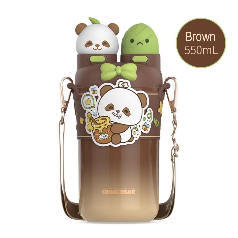 Cartoon 640/600/550ML Large Capacity Insulated Cup Stainless Steel Panda Water Bottle Capybara Thermal Mug for Boys and Girls