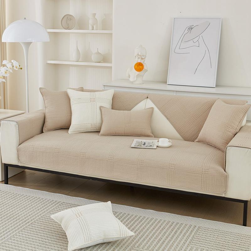 Sofakissen 100% Baumwolle, Universell für alle Jahreszeiten, Rutschfestes Sitzkissen aus 100% Baumwollstoff, Schlichter moderner Sofabezug aus schlichtem Leder