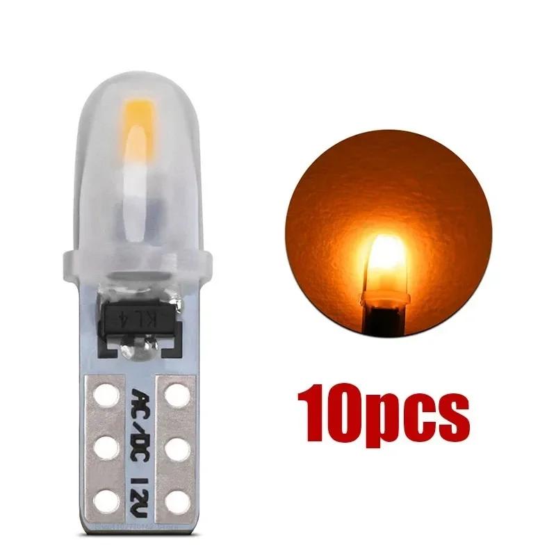 10 Pcs T5 Auto Car Dashboard Lights 2 3014 SMD Reading Instrument Panel Lamp No Polarity Led Bulb White 12V DC