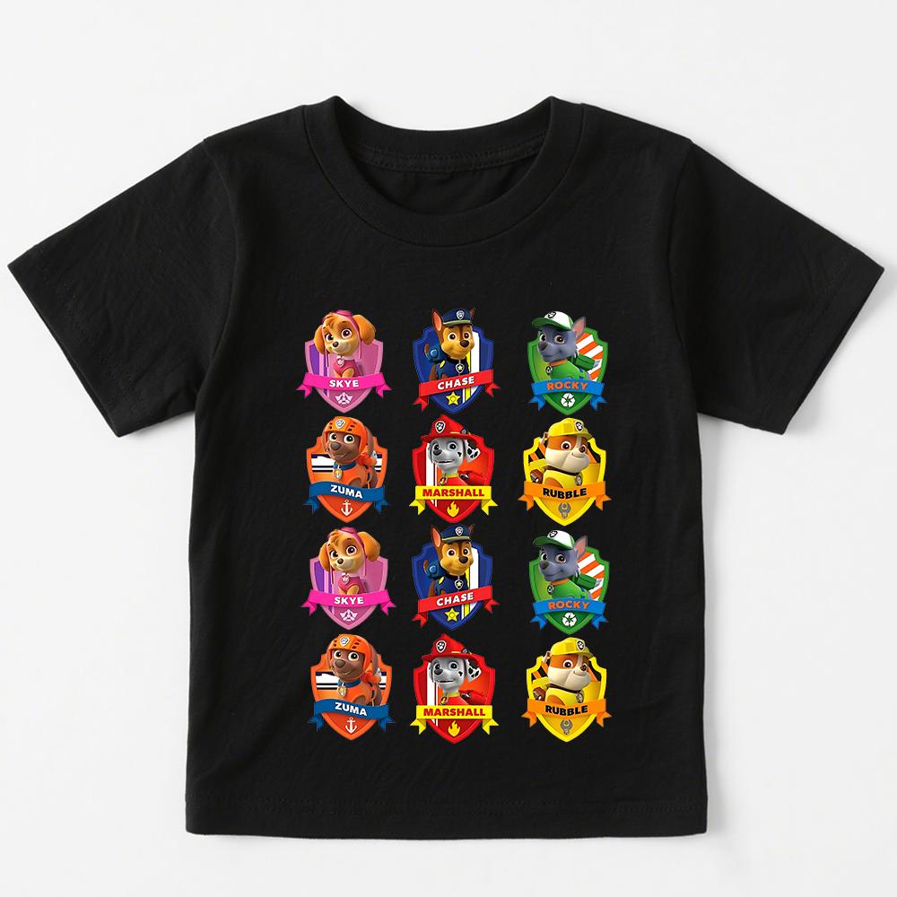 PAW Patrol Print Kids T Shirt Casual Boys Girls Short Sleeve Summer Top Soft Cotton Clothing