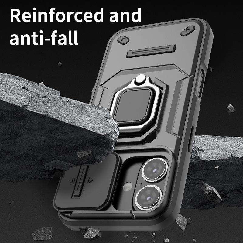 Armor Case For iPhone 16 15 14 13 12 11 XR XS X Pro Max Heavy Duty Shockproof Anti-Scratch With Ring Holder Phone Cover