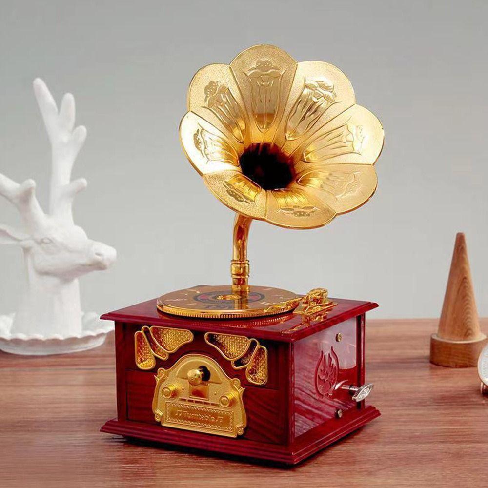 Vintage Style Hand Carousel Music Box with Drawer Classical Music Box  Wedding Gift