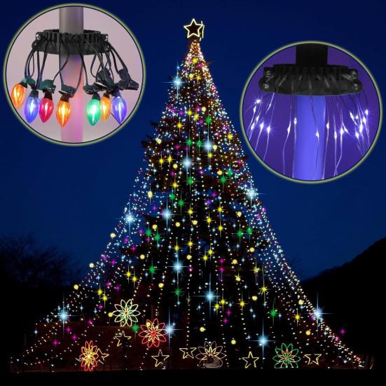 Christmas Tree Flagpole Topper Light Hook Heavy Duty Weather-proof Flag