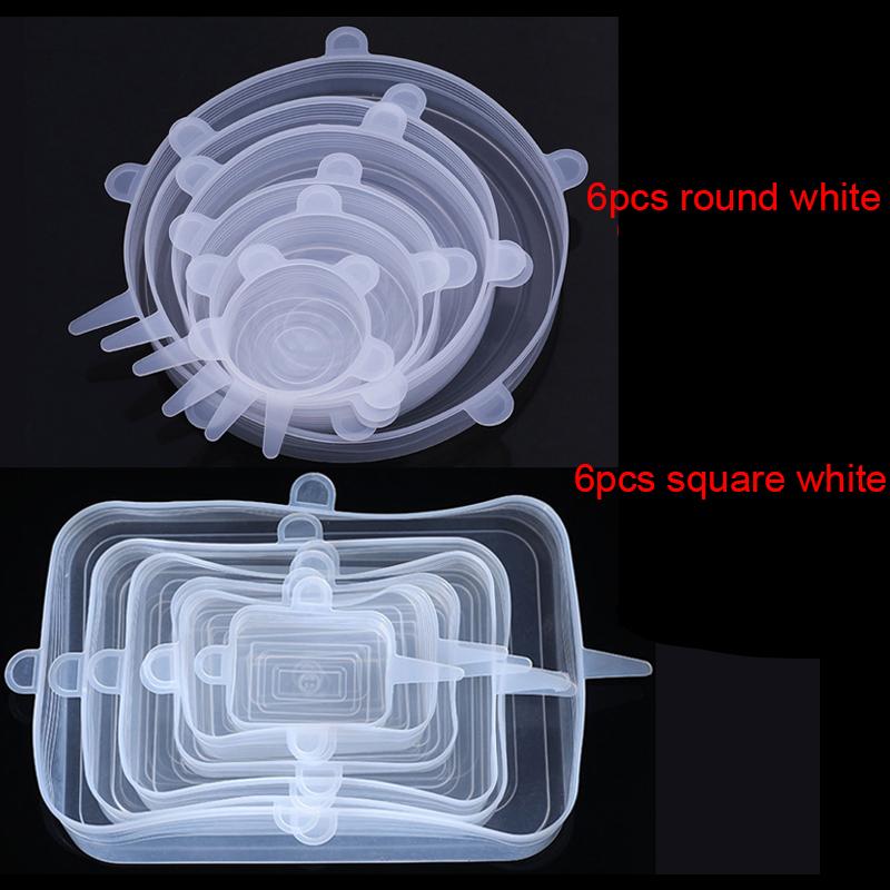 6/12Pcs/Lot Silicone Stretch Lids Universal Taper Pot Bowl Food Wrap Sealed Cover for Kitchen Cookware