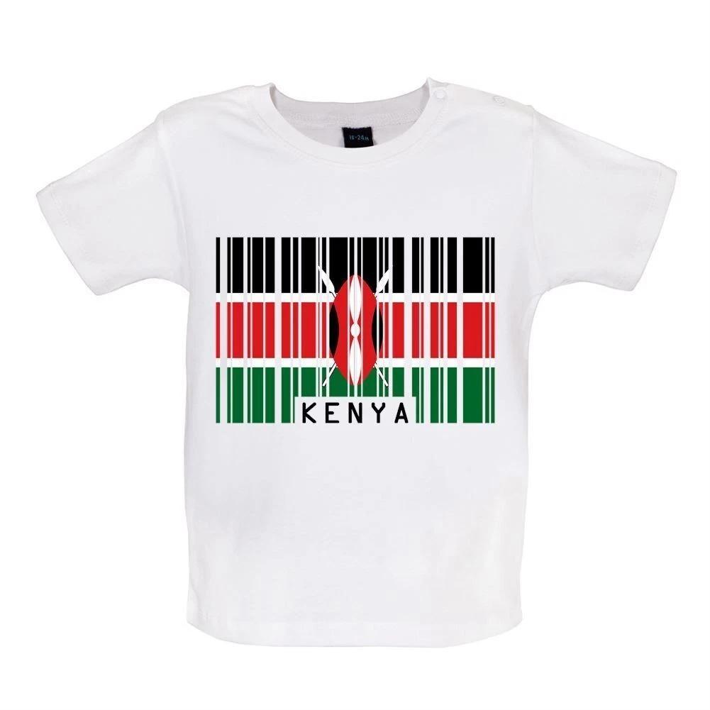 Kenya Barcode Style Flag -Baby Kids Boys Girls Unisex T-Shirt / Romper Tees Top- Kenyan Country Flags 100