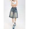 Women Casual Shorts Baggy Streetwear Knee Length Denim Short Pants Summer Fashion Daily Wide Leg Short Jeans