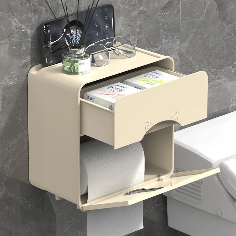 Punch-free Toilet Tissue Box Paper Roll Paper Box Household Toilet Paper Rack Waterproof Tissue Holder