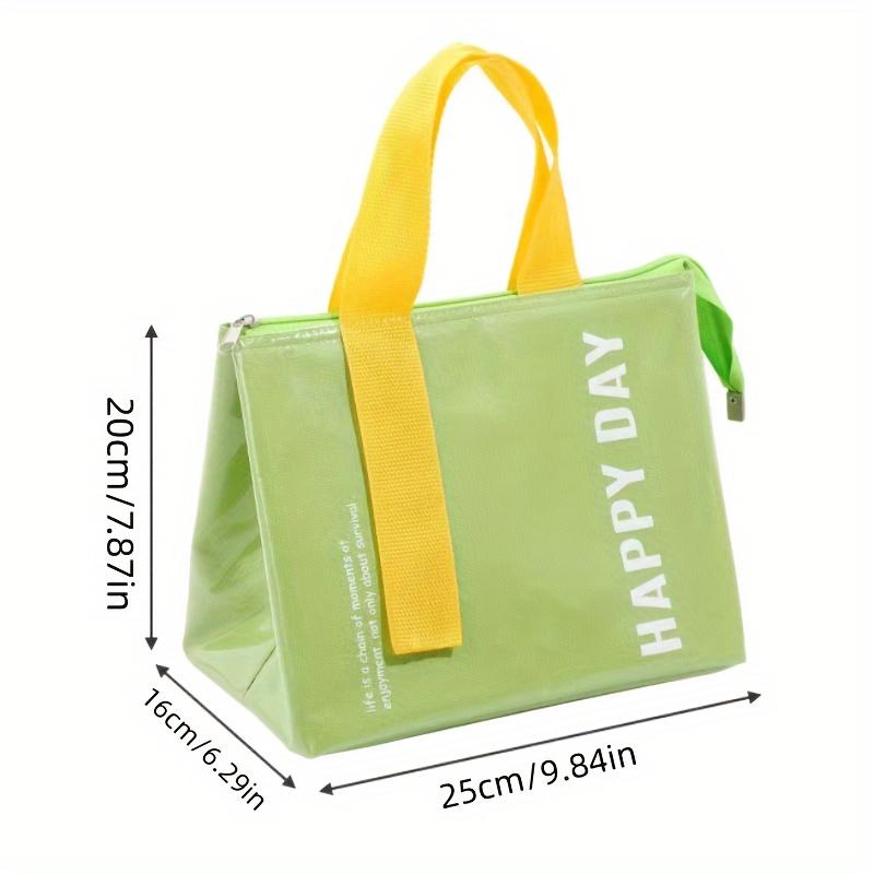1pc Insulated Lunch Bag,PET Material,Square Shape,Large Capacity Portable Bento Box Carrier with Thermal Ware, with Hand Wash Operation Instruction