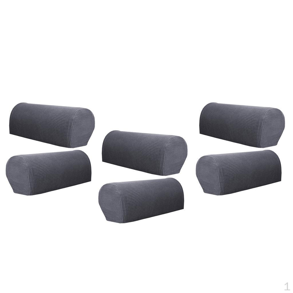 Set Of 6 Flannel Furniture Sofa Armrest Covers Protectors - Gray 2230₽