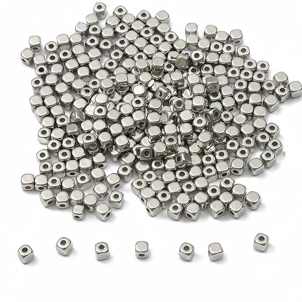 100-200pcs 3-4mm Cube Square Loose Spacer Solid Brass Beads Seed Beads for DIY Jewelry Making Bracelets Necklace Accessories